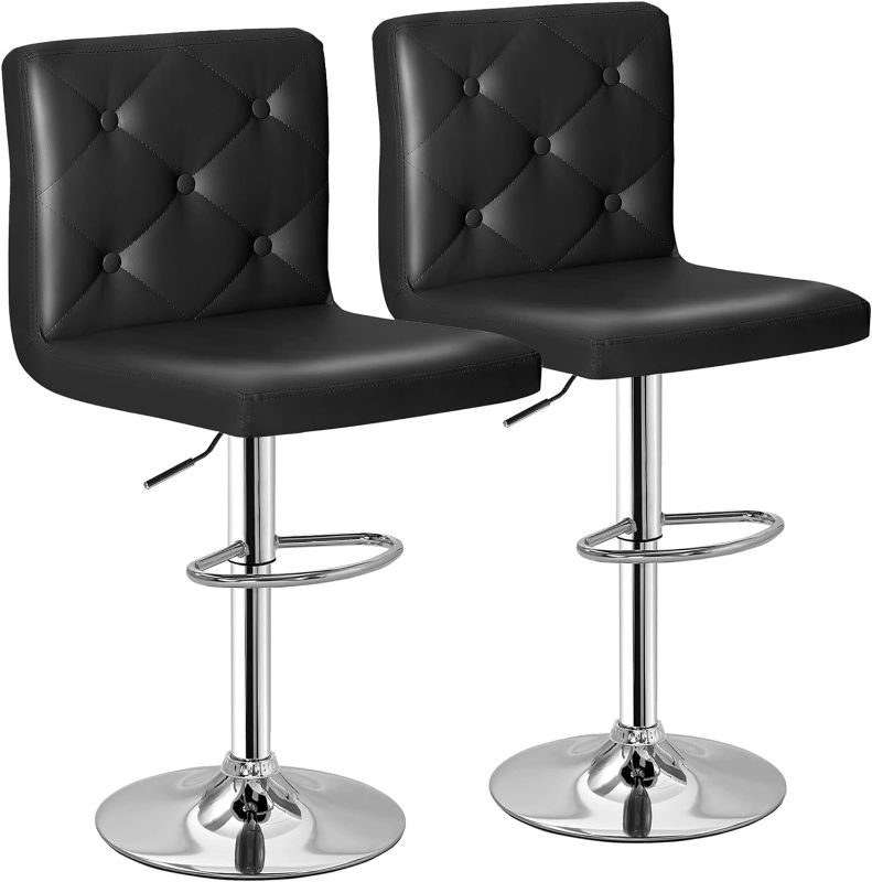 Photo 1 of  Adjustable Bar Stools with Back, Bar Height Stools for Kitchen Counter, Bar Stools Set of 2, X-Large Size, 17.3" D x 16.5" W x 45" H, Black