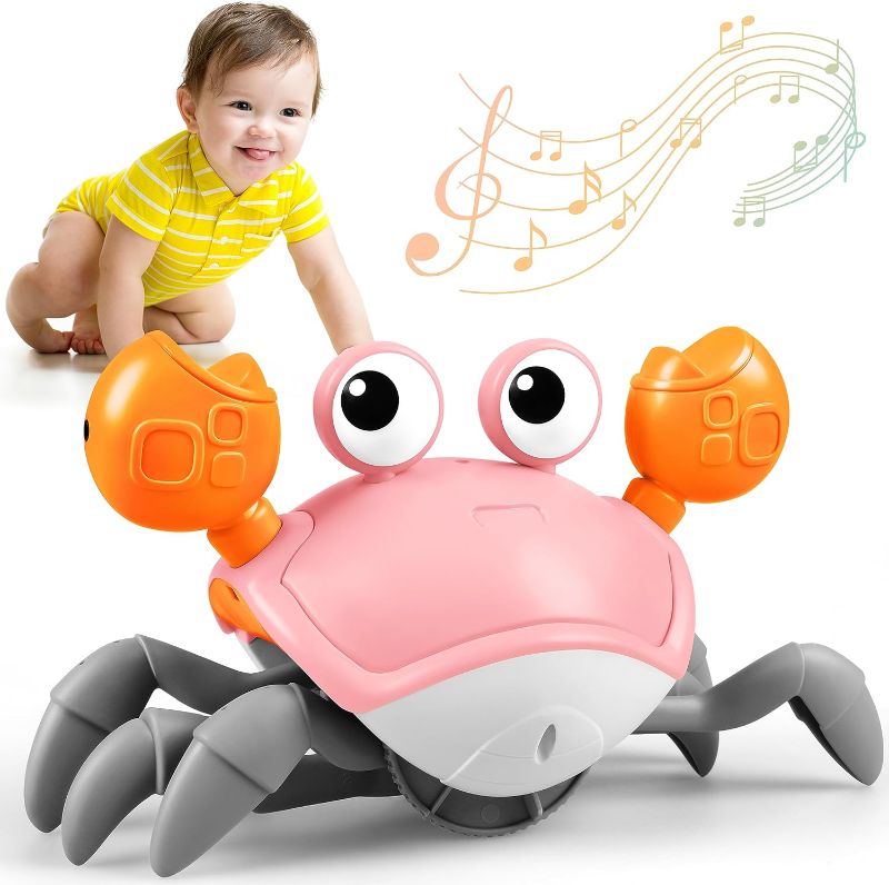 Photo 1 of  Crawling Crab Toy, Infant Tummy Time Baby Toys, Fun Interactive Dancing Walking Moving Toy Babies Sensory Induction Crabs with Music, Baby Toys Boys Girls Toddler Birthday Gift