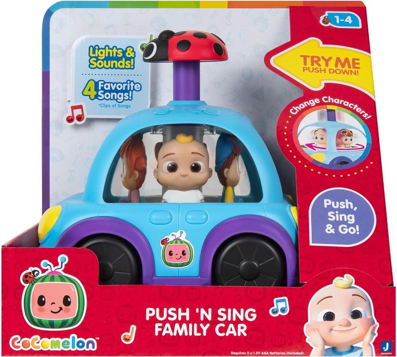 Photo 1 of CoComelon Push ‘N Sing Family Car - Interactive Musical Light-Up Car - Fan Favorite Characters and Song Clips - Toys for Toddlers and Preschoolers
