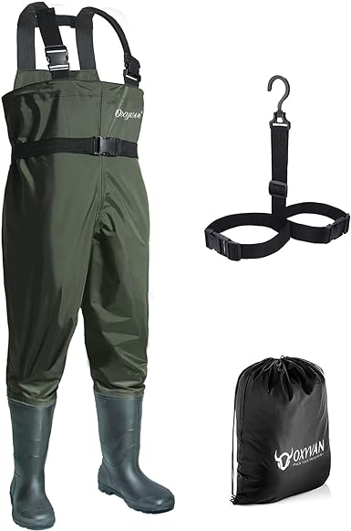 Photo 1 of OXYVAN Chest Waders with Boots for Men & Women, Nylon/PVC Lightweight Fishing Wader with Boots Hanger