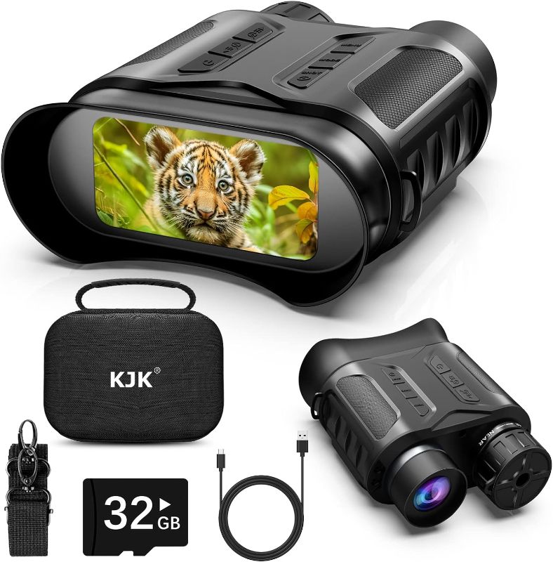 Photo 1 of 4K Digital Night Vision Goggles Binoculars for Total Darkness, Infrared Digital Night Vision, 32GB Memory Card for Photo and Video Storage, 3'' Large Screen Perfect for Hunting and Farm Monitoring