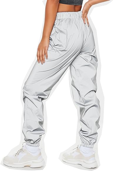 Photo 1 of (L) RARITYUS Men Women Rave Reflective Pants Sweatpants Trousers Dance Jogger Pants with Pockets for Casual Sport Party Festival 