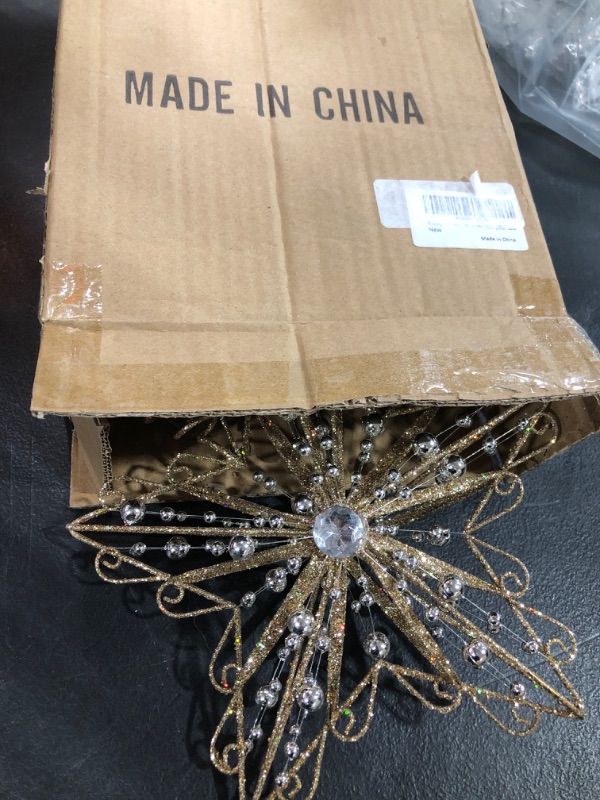 Photo 1 of Suixing Christmas Tree Topper 8 INCH Wire Five-Pointed Star Treetop Party Supplies Xmas Decor Home Hotel Office Silver