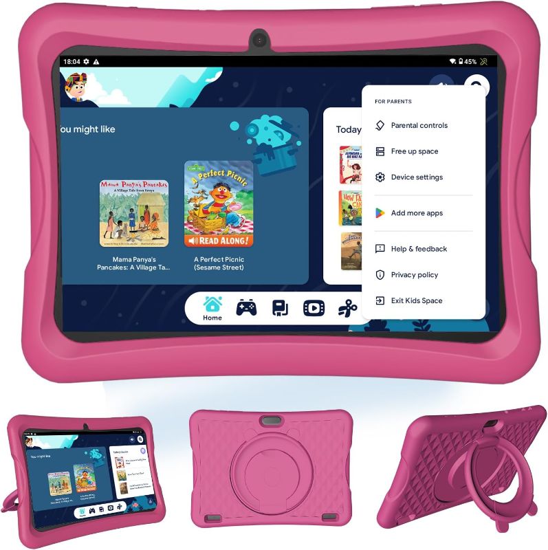 Photo 1 of 10" Kids Tablet Android 13.0, 4GB RAM+64GB ROM, Learning Tablets for Toddler Children Teen, WiFi-6, 2Ghz CPU, 2.4G/5G, Dual Camera, 10.1'' IPS HD Screen, Family Link, 8000mAh Battery, 2-Year Warranty
