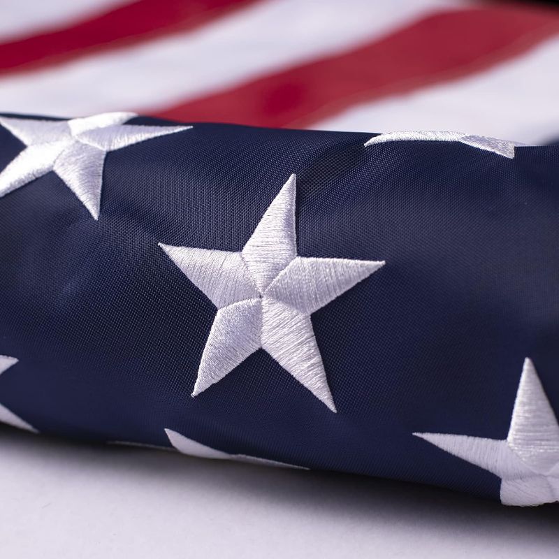 Photo 1 of 3X5 American Flag Outdoor with Embroidered Stars - Heavy Duty Nylon US Flags With Brass Grommets And Sewn Stripes, Vivid Color United States Flags new3x5FT