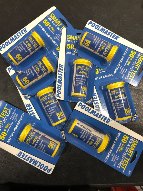 Photo 2 of [Bundle of 8] Poolmaster 22211 Smart Test 4-Way Pool and Spa Test Strips - 50ct 4 Way Test Strips 1 Pack