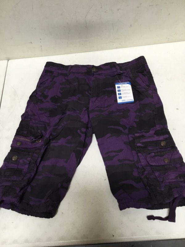 Photo 3 of Generic Men's Camouflage Cargo Shorts Lightweight Short With Multi Pockets Casual Loose Fit Outdoor Beach Short (Purple,Large)
