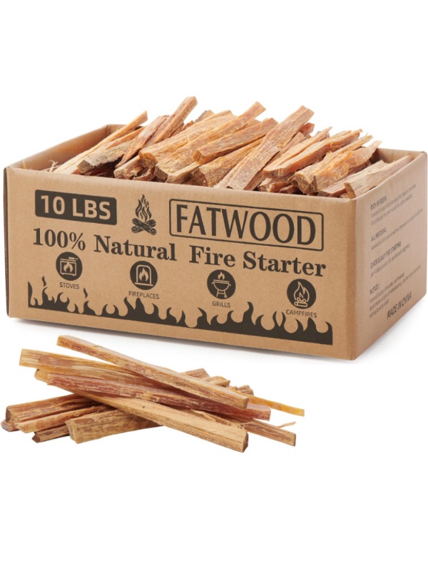 Photo 1 of 10 Lbs Fatwood Fire Starter Sticks, 100% Natural Kindling, Pine Firewood Firestarter for Campfire, Stove, Fireplace, Bonfires, Grill