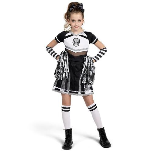 Photo 1 of [Size 8-10] Cheerleader Costume for Girls, Black Scary Zombie Fearleader for Halloween
