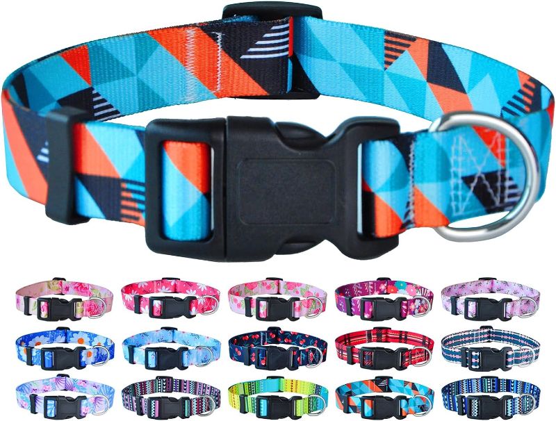 Photo 1 of [Size S] Dog Collar - Cute Dog Collar, Boy and Girl Dog Collars Soft Adjustable (Small (10"-13")Geometric Blue)