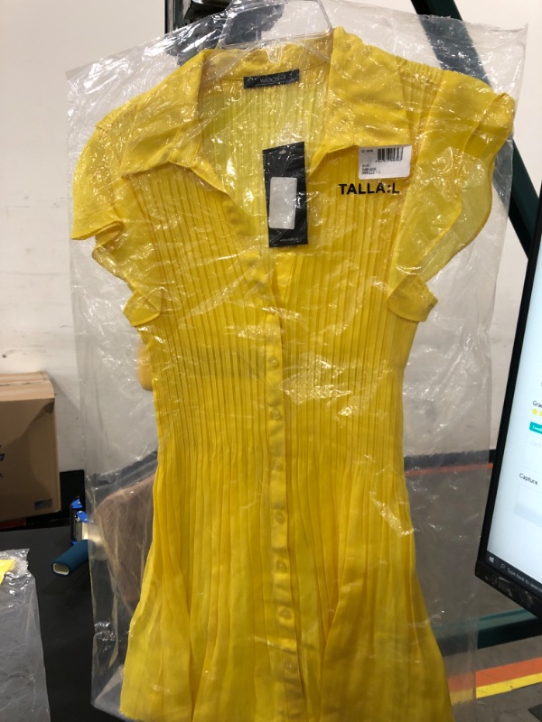 Photo 1 of [Size L] WADOS( Short Sleeve Dresses for Women, V Neck - Cute, Casual Floral Sundress - Flowy, Ladies Midi Dress, Summer Sundresses- Yellow