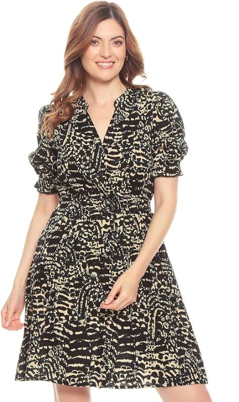 Photo 1 of [Size L] WADOS( Short Sleeve Dresses for Women, V Neck - Cute, Casual Floral Sundress - Flowy, Ladies Midi Dress, Summer Sundresses- Solid Black