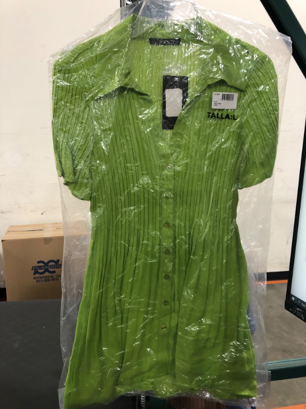 Photo 1 of [Size L] WADOS( Short Sleeve Dresses for Women, V Neck - Cute, Casual Floral Sundress - Flowy, Ladies Midi Dress, Summer Sundresses- Lime Green