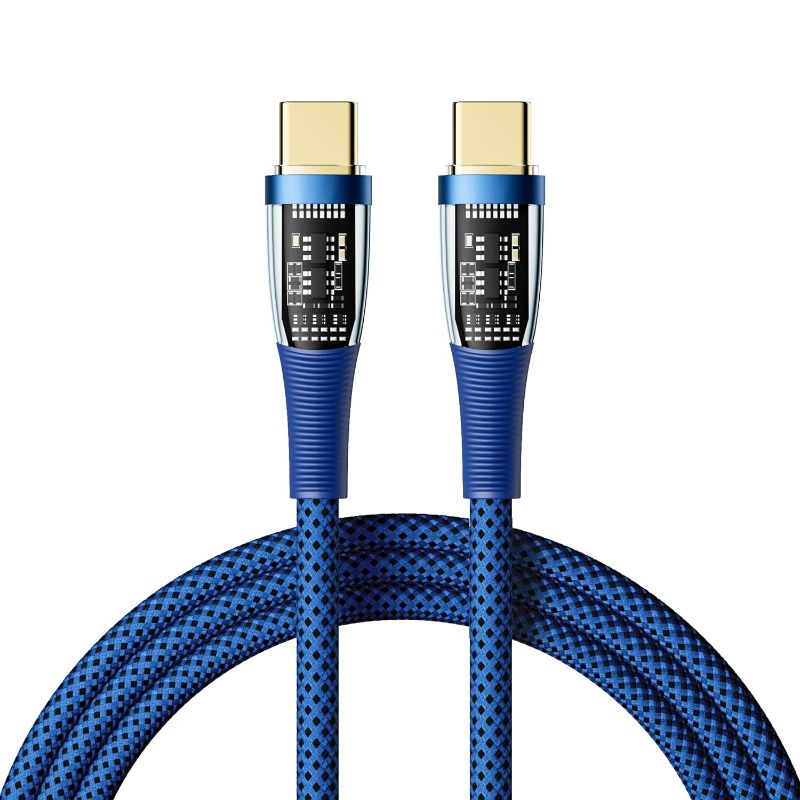 Photo 1 of ORNARTO USB C to C Cable (6ft 60W), USB 2.0 Type C Cable Fast Charging Braided Cord for Samsung Galaxy S22/S21/S20 Ultra, MacBook Pro/Air, iPad Pro/iPad Air 4/iPad Mini 6, Switch, Pixel and More-Blue