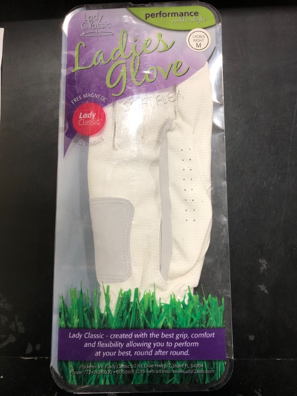Photo 1 of [Right- M] Ladies Classic Glove Right Medium White With Ball Marker
