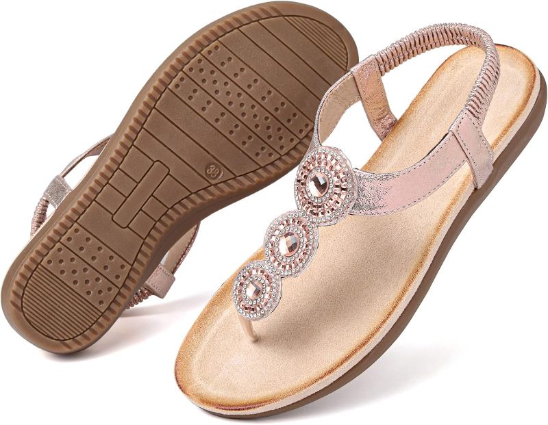 Photo 1 of [Size 5.5-6] Chaoslook Bohemian Dress Sandals Womens Boho Sandals Comfortable Ankle Strap Summer Beach Flats Sandals
