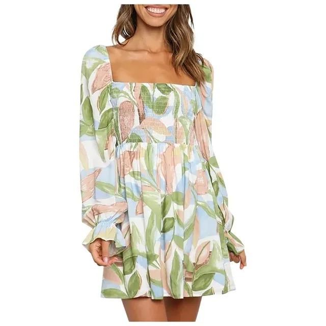 Photo 1 of [Size XL] Bescita Women Sexy Casual A-Line Print Dress Petal Sleeve Mini Dress
