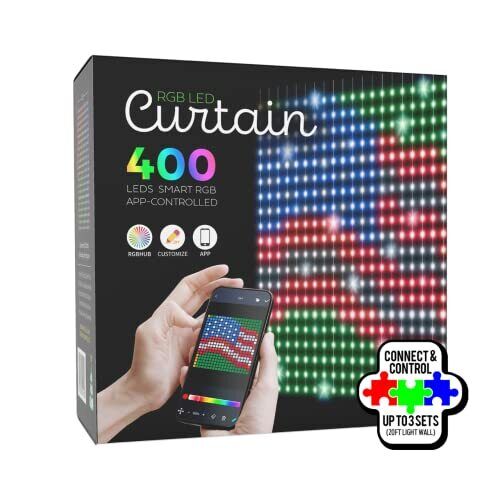 Photo 1 of 400 LED Curtain String Lights with App Control RGB Color Displays,