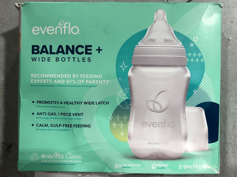 Photo 1 of Evenflo Balance + Prints Wide Neck BPA-Free Baby Bottles 9oz / 2-Pack