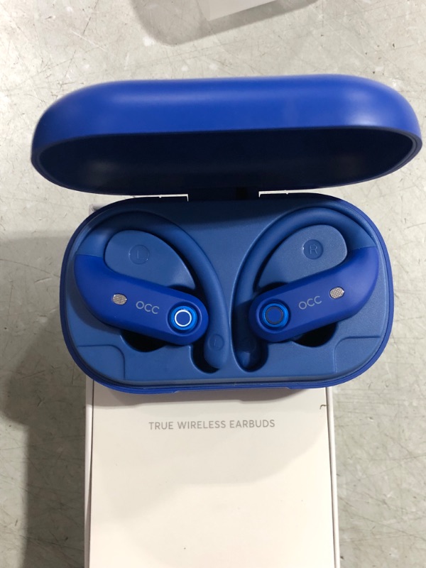 Photo 2 of Wireless Earbuds Bluetooth Headphones 130H Playback 4-Mic HD Call IP7 Waterproof Ear Buds in Ear Sport LED Display Earphones with Earhooks for Running Workout Gym Phone Laptop TV Computer (Blue)