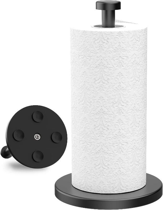 Photo 1 of  Paper Towel Holder Countertop, Single Hand Operable Paper Towel Holder Stand with Weighted Base Suction Cups for Kichen Bathroom
