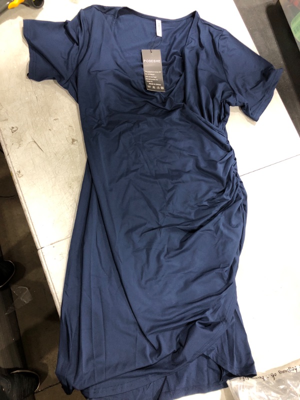 Photo 1 of (XL) Women's V-neck Blue Dress
