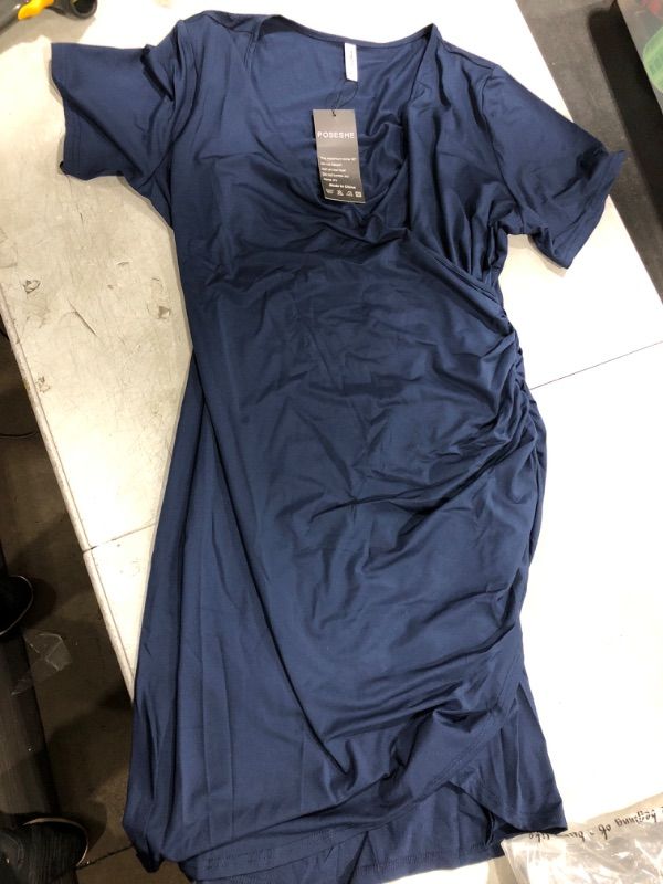 Photo 1 of (XL) Women's V-neck Blue Dress