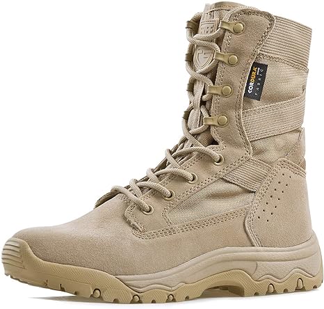 Photo 1 of (7.5) FREE SOLDIER Men’s Tactical Boots 8 Inches Lightweight Combat Boots Durable Suede Leather Military Work Boots Desert Boots