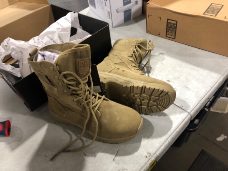 Photo 3 of (7.5) FREE SOLDIER Men’s Tactical Boots 8 Inches Lightweight Combat Boots Durable Suede Leather Military Work Boots Desert Boots