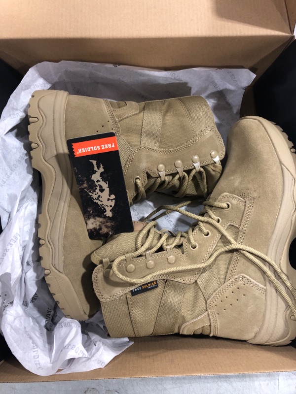 Photo 2 of (7.5) FREE SOLDIER Men’s Tactical Boots 8 Inches Lightweight Combat Boots Durable Suede Leather Military Work Boots Desert Boots