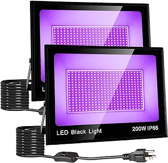 Photo 1 of 2 Pack 200W LED Black Light, Black Light Flood Light with Plug & Switch, IP66