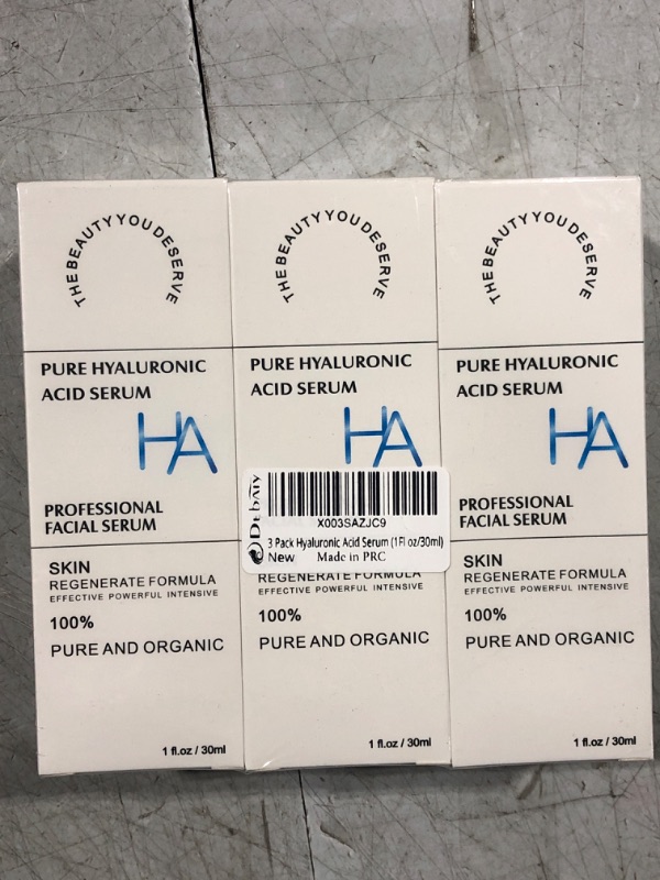 Photo 1 of 3 Pack Pure Hyaluronic Acid Serum for Face, Facial Moisturizer Skincare Fades Wrinkles Repair Brightening Firming Hydrating for Dry Skin (1Fl.Oz/30ml)