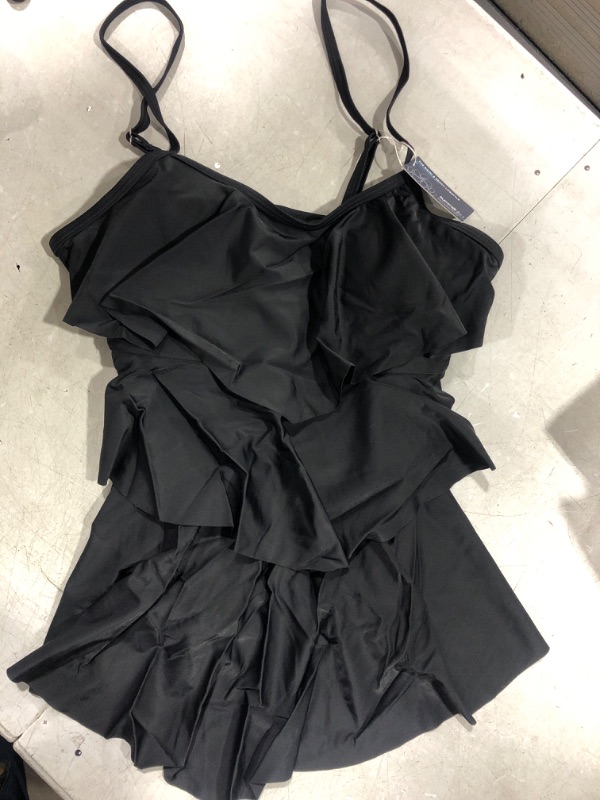 Photo 1 of (S) Summer Mae Women Ruffle Tankini Top BLACK