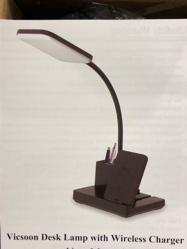 Photo 1 of LED Desk Lamps for Home Office, Small Desk Lamp with Night Light, Rechargeable Table Lamp with Pen Holder, Eye-Caring Desk Light with 3 Color Modes, Brighter Adjustable Gooseneck Reading Light - Black