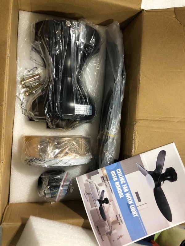 Photo 1 of Surtime Low Profile Flush Mount Ceiling Fans with Lights and Remote&APP,34in Black Modern Ceiling Fans For Outdoor Patio,Small room,Bedroom 34IN-Black