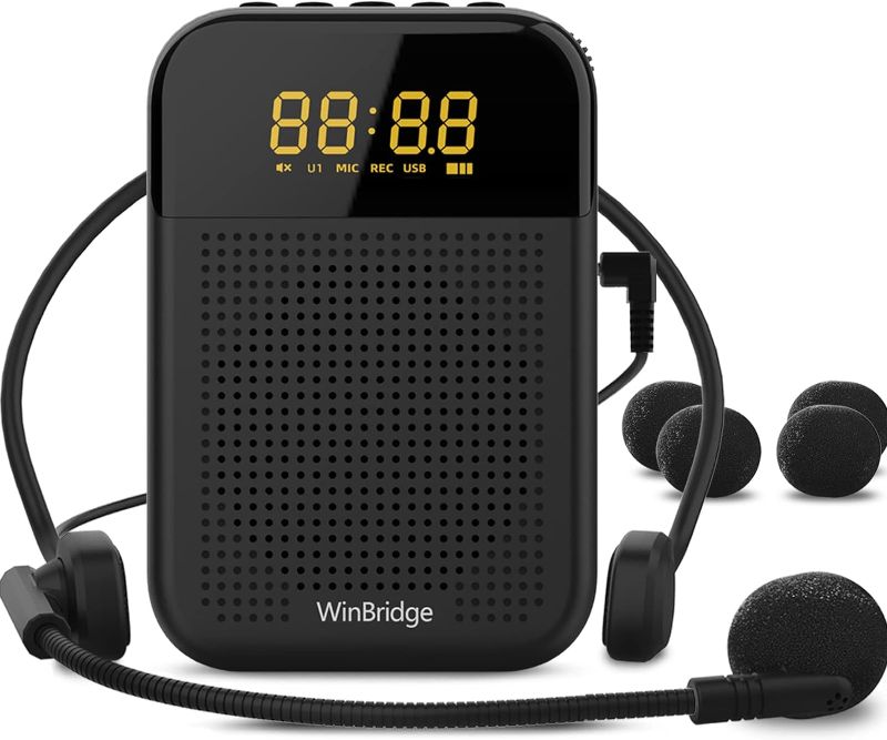 Photo 1 of WinBridge S209 Bluetooth Voice Amplifier for Teachers with Portable Microphone Headset Wired, Personal Voice Amplifier Features Mute, Record, LED Display