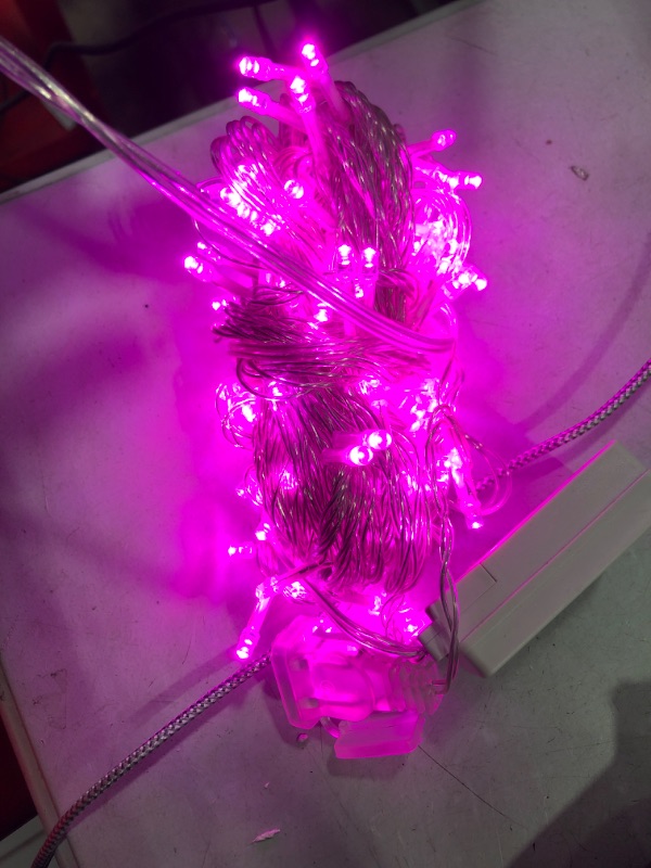 Photo 1 of 100 LED Fairy String Lights 8 Modes Line Pink