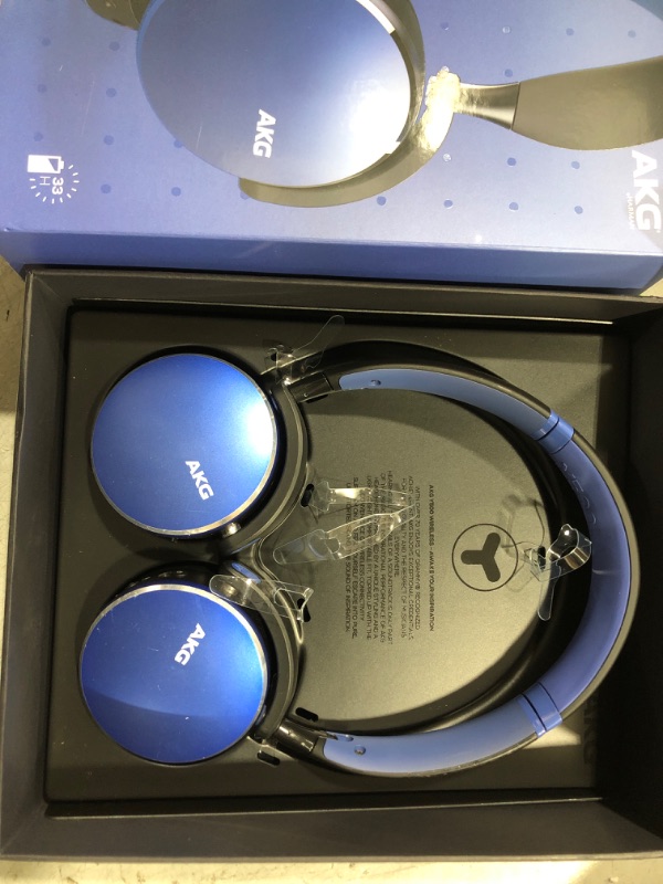 Photo 2 of SAMSUNG AKG Y500 On-Ear Foldable Wireless Bluetooth Headphones- Blue (US Version)