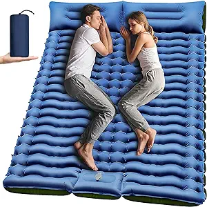 Photo 1 of Double Camping Sleeping Pad, Inflatable Camping Pad Foot Press Ultralight 2 Person Camping Mat with Pillow for Camping Hiking Traveling Backpacking Tent