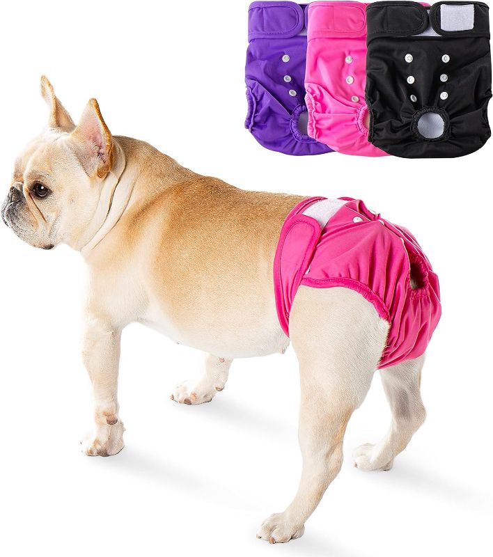 Photo 1 of (S) Western Home Premium Washable Dog Diapers Female, Reusable Diapers for Doggie in Heat, Highly Absorbent Dog Diapers for Incontinent Dogs with Adjustable Snaps (Pack of 3) 