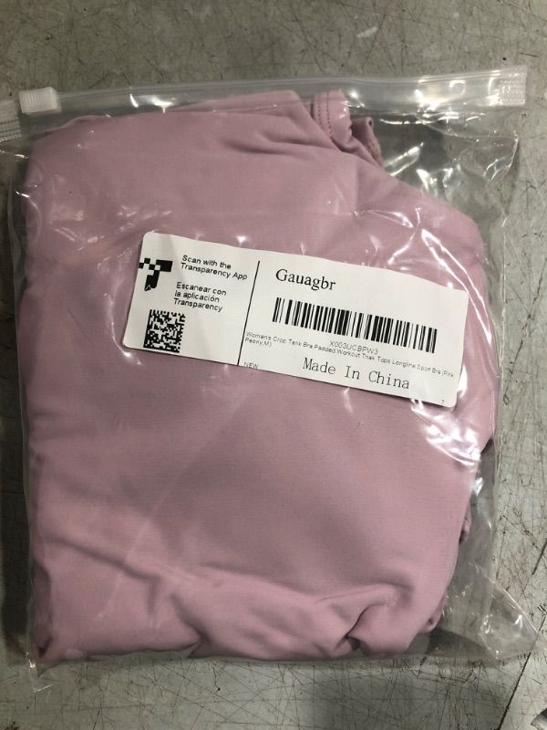Photo 1 of (S) Gauagbr Crop Tank Tops for Women Buttery Soft Workout Tank Tops Built in Bra Square Neck Longline Sports Bra Small Pink Peony