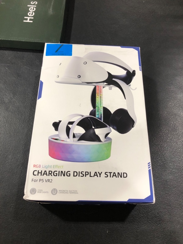 Photo 2 of Charging Station for PS5 VR2, ZHUOVERCI PSVR2 Adjustable RGB Gradient Light on Stand&Base, 4Pcs Magnetic Connector Support with Fast Charging&Led Indicator Accessories for VR2 Controllers, White 