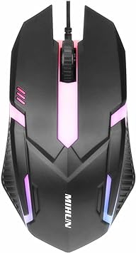 Photo 1 of H.Queen Lifetech Black Wired Gaming Mouse RGB Spectrum Backlit Ergonomic Mouse Griffin Programmable with 7 Backlight Modes up for Windows PC Gamers (Black) (63 * 110, Model01, Black) 