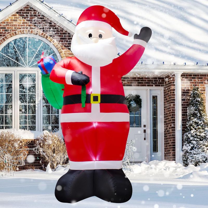 Photo 1 of 10 Foot Christmas Inflatable Santa Claus Carries The Package Christmas Blow up Indoor Outdoor Yard Decoration- WM - 10
