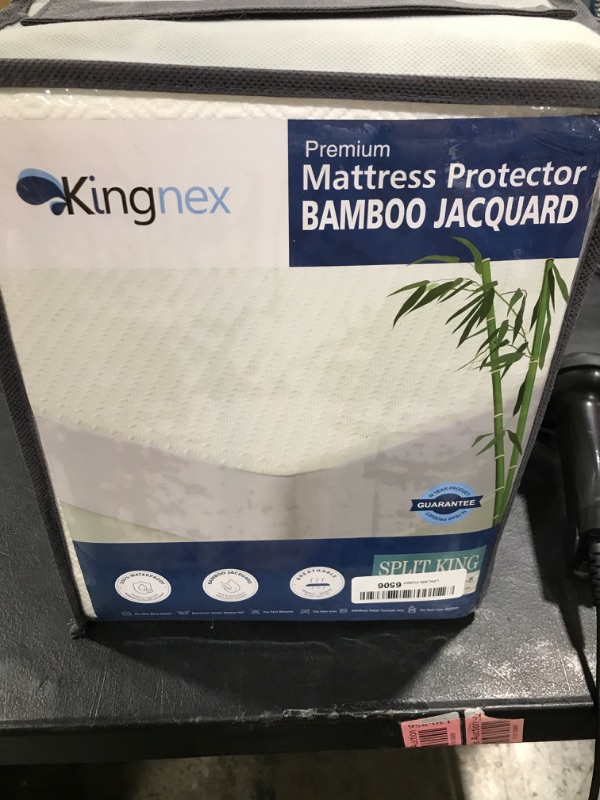 Photo 2 of Bamboo Viscose Cooling Split King Mattress Protector for Adjustable Bed Waterproof Soft Breathable Fitted Matress Cover Pad