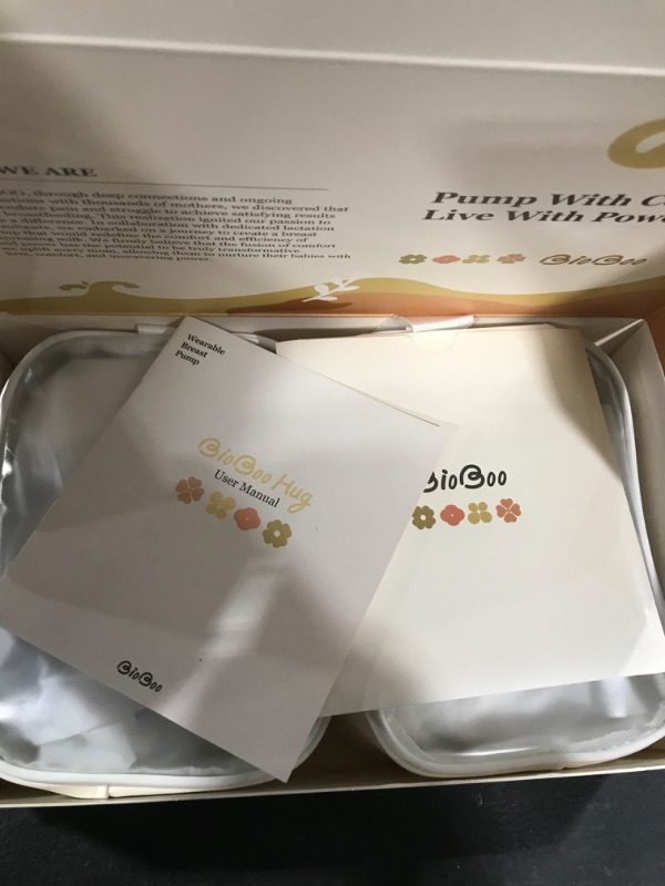 Photo 1 of BIOBOO Hug Spa-Level Breast Pump Hands Free, Including Replacement Accessories, Hands Free Breast Pump, Double-Sealed Flower Flange - 24mm, 2 Pack
