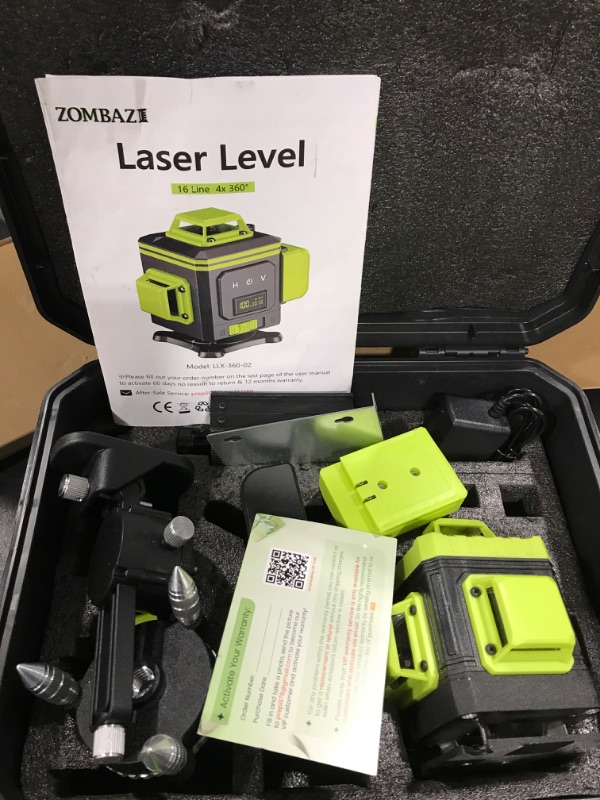 Photo 2 of 16 Lines Laser Level Self Leveling, 4x360° 4D Green Cross Line Laser Level Tool with 2Pcs Rechargeable Batteries, Wall Bracket & Carry Pouch Included for Picture Hanging and Indoor Project
