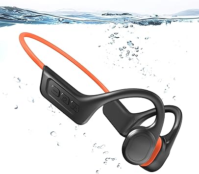 Photo 1 of Pinetree Open Ear Bone Conduction Headphones Wireless Bluetooth 5.3, IPX8 Waterproof Sweatproof Lightweight Resistant Earphone for Running Cycling Driving Workouts (Orange) 