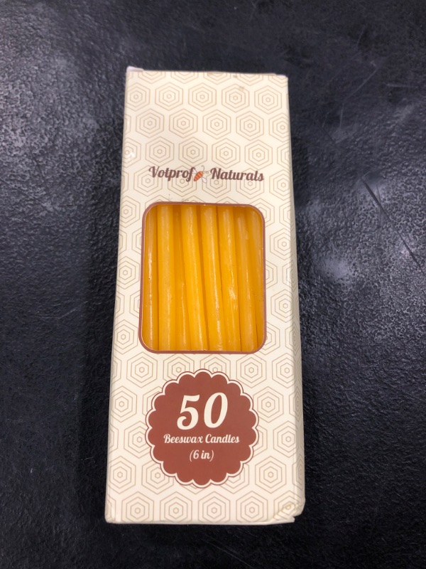Photo 2 of 50 Natural 100% Pure Raw Beeswax Taper Candles ( 6") Natural Honey Scent Birthday Cake, Dripless, Smokeless, Nontoxic, Natural Cotton Wick