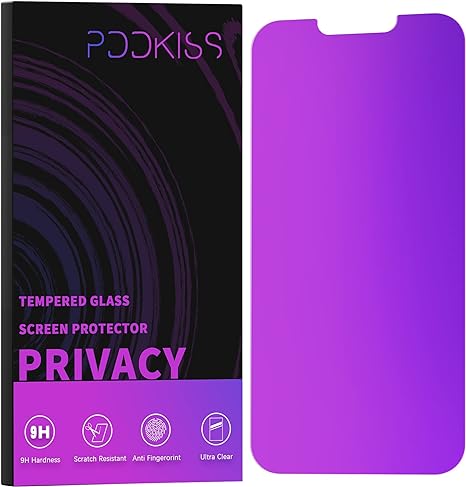 Photo 1 of PAPIKISS Compatible for iPhone 13/iPhone 14/iPhone 13 Pro Privacy Screen Protector 6.1 inch Display, Gradient Colorful Anti Spy Blue Light HD Tempered Glass Easy Installation